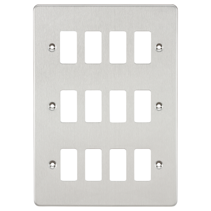 Knightsbridge GDFP012BC Flat plate 12G grid faceplate - brushed chrome Knightsbridge Grid Knightsbridge - Sparks Warehouse