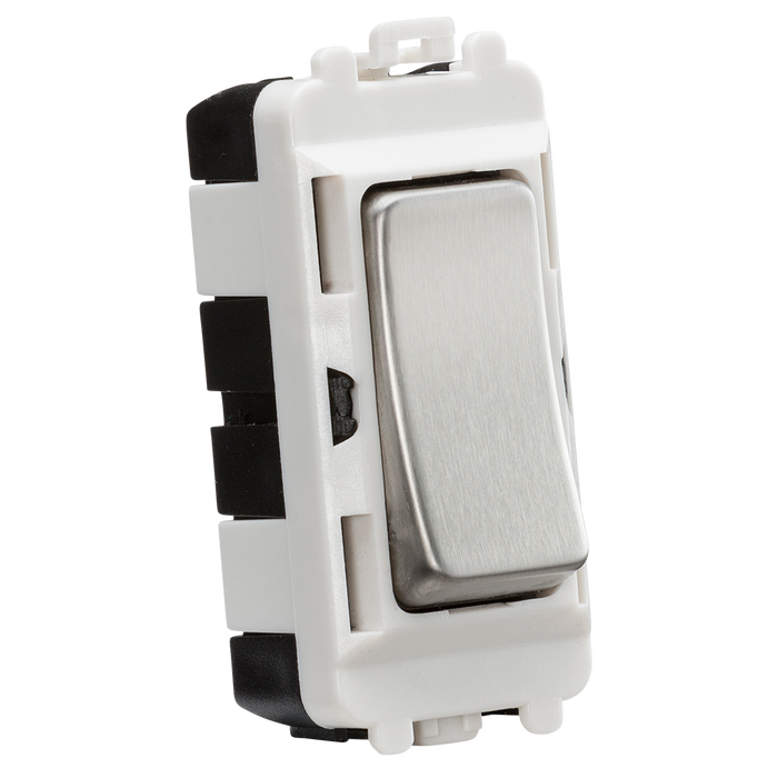 Knightsbridge GDM004BC 20AX 2 way SP module (centre off )- brushed chrome Knightsbridge Grid Knightsbridge - Sparks Warehouse