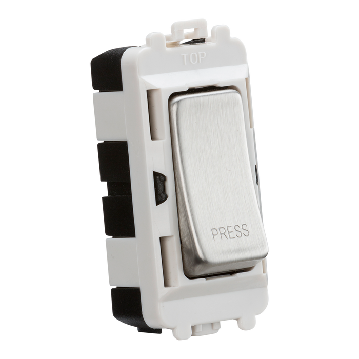 Knightsbridge GDM006BC 20AX 2 way retractive SP module (marked "PRESS") - brushed chrome Knightsbridge Grid Knightsbridge - Sparks Warehouse