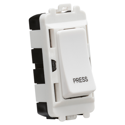 Knightsbridge GDM006U 20AX 2 way retractive SP module (marked "PRESS") - white Knightsbridge Grid Knightsbridge - Sparks Warehouse