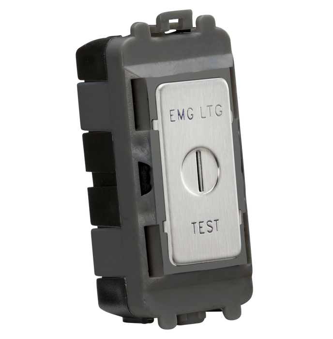 Knightsbridge GDM008BC 20AX DP key module (marked "EMG LTG TEST") - brushed chrome Knightsbridge Grid Knightsbridge - Sparks Warehouse