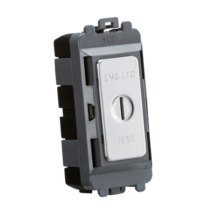 Knightsbridge GDM008PC 20AX DP key module (marked "EMG LTG TEST") - polished chrome Knightsbridge Grid Knightsbridge - Sparks Warehouse