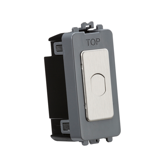 Knightsbridge GDM014BC 1G 1-way 10-200W (10-100W LED) trailing edge dimmer (Press Type) - brushed chrome ML Knightsbridge - Sparks Warehouse