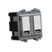 Knightsbridge GDM016BC Dual USB charger module (2 x grid positions) 5V 2.4A (shared) - brushed chrome Knightsbridge Grid Knightsbridge - Sparks Warehouse