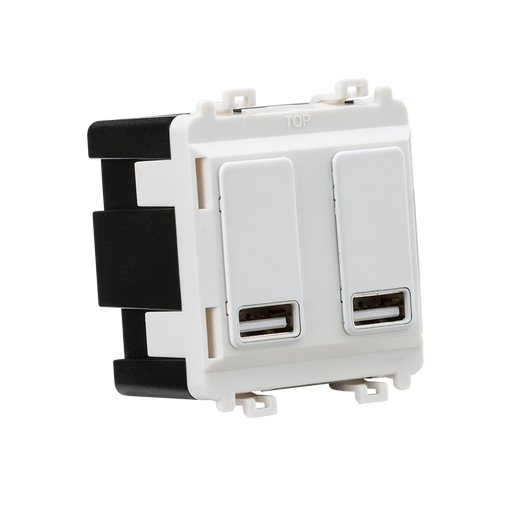 Knightsbridge GDM016MW Dual USB charger module (2 x grid positions) 5V 2.4A (shared) - matt white Knightsbridge Grid Knightsbridge - Sparks Warehouse