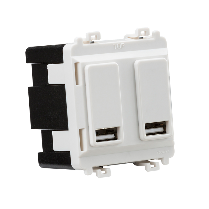 Knightsbridge GDM016U Dual USB charger module (2 x grid positions) 5V 2.4A (shared) - white Knightsbridge Grid Knightsbridge - Sparks Warehouse