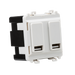 Knightsbridge GDM016U Dual USB charger module (2 x grid positions) 5V 2.4A (shared) - white Knightsbridge Grid Knightsbridge - Sparks Warehouse