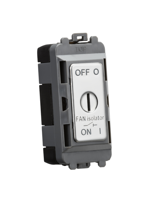 Knightsbridge GDM021PC 20AX 10A Fan Key Switch Isolator Module - Polished Chrome Knightsbridge Grid Knightsbridge - Sparks Warehouse
