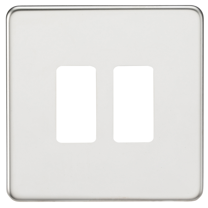 Knightsbridge GDSF002PC Screwless 2G grid faceplate - polished chrome Knightsbridge Grid Knightsbridge - Sparks Warehouse