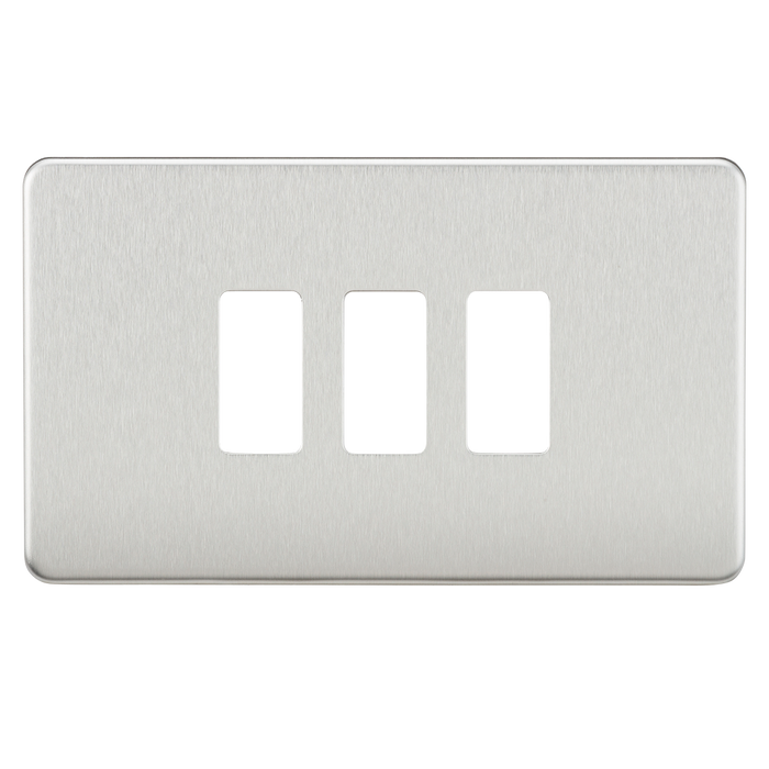 Knightsbridge GDSF003BC Screwless 3G grid faceplate - brushed chrome Knightsbridge Grid Knightsbridge - Sparks Warehouse