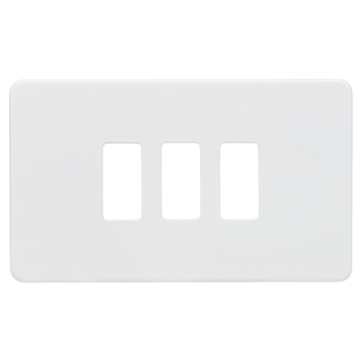 Knightsbridge GDSF003MW Screwless 3G grid Faceplate - Matt White Knightsbridge Screwless Flat Plate Matt White Knightsbridge - Sparks Warehouse