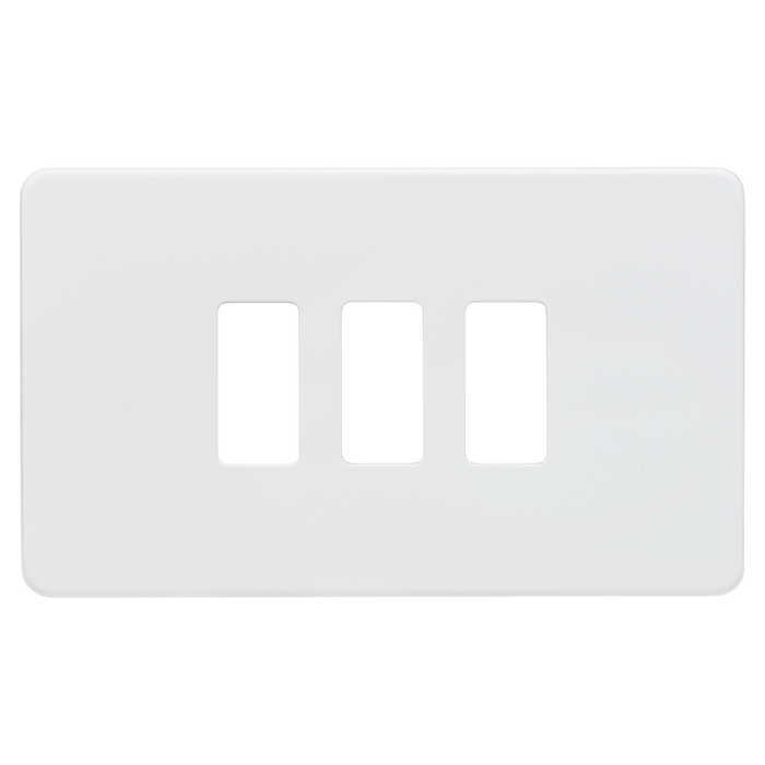 Knightsbridge GDSF003MW Screwless 3G grid Faceplate - Matt White Knightsbridge Screwless Flat Plate Matt White Knightsbridge - Sparks Warehouse