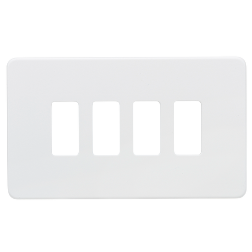 Knightsbridge GDSF004MW Screwless 4G grid faceplate - matt white Knightsbridge Screwless Flat Plate Matt White Knightsbridge - Sparks Warehouse