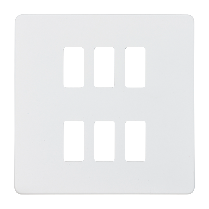 Knightsbridge GDSF006MW Screwless 6G grid faceplate - matt white Knightsbridge Screwless Flat Plate Matt White Knightsbridge - Sparks Warehouse