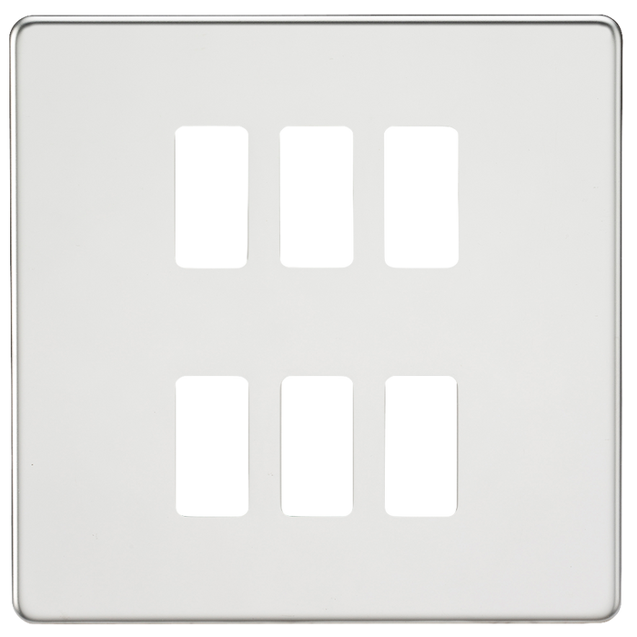 Knightsbridge GDSF006PC Screwless 6G grid faceplate - polished chrome Knightsbridge Grid Knightsbridge - Sparks Warehouse
