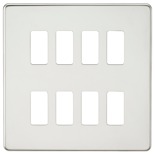 Knightsbridge GDSF008PC Screwless 8G grid faceplate - polished chrome Knightsbridge Grid Knightsbridge - Sparks Warehouse