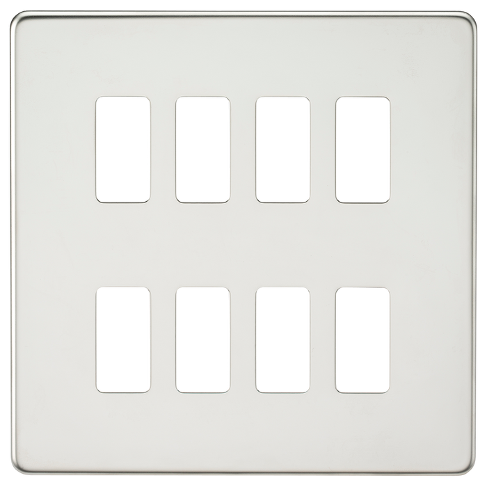 Knightsbridge GDSF008PC Screwless 8G grid faceplate - polished chrome Knightsbridge Grid Knightsbridge - Sparks Warehouse