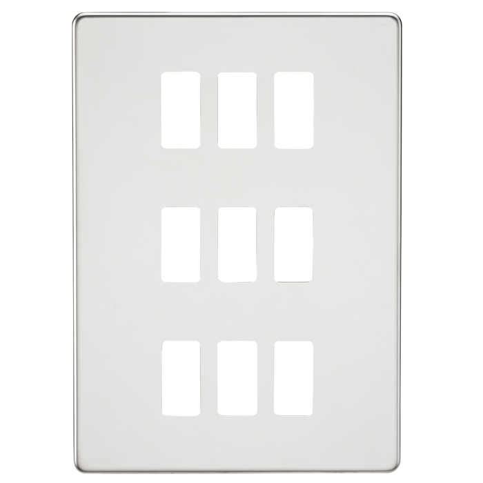 Knightsbridge GDSF009PC Screwless 9G grid faceplate - polished chrome Knightsbridge Grid Knightsbridge - Sparks Warehouse