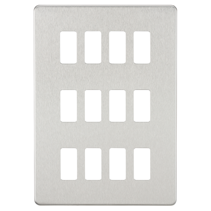 Knightsbridge GDSF012BC Screwless 12G grid faceplate - brushed chrome Knightsbridge Grid Knightsbridge - Sparks Warehouse
