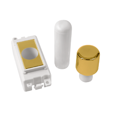 Scolmore GM050PWBR -  1 Module Dimmer Mounting Kit - White - Polished Brass GridPro Scolmore - Sparks Warehouse