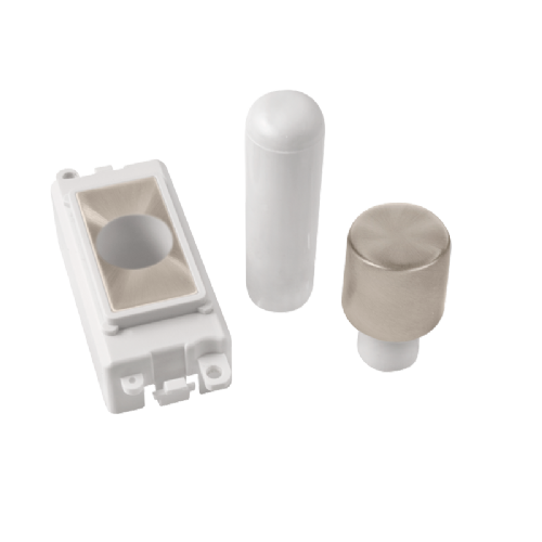 Scolmore GM050PWBS -  1 Module Dimmer Mounting Kit - White - Brushed Stainless GridPro Scolmore - Sparks Warehouse