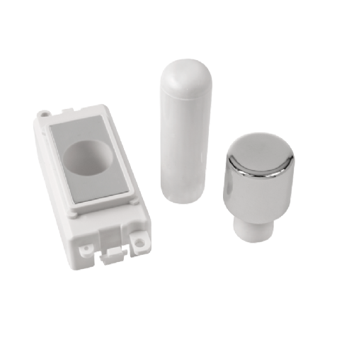 Scolmore GM050PWCH -  1 Module Dimmer Mounting Kit - White - Polished Chrome GridPro Scolmore - Sparks Warehouse