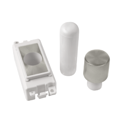 Scolmore GM050PWSC -  1 Module Dimmer Mounting Kit - White - Satin Chrome GridPro Scolmore - Sparks Warehouse
