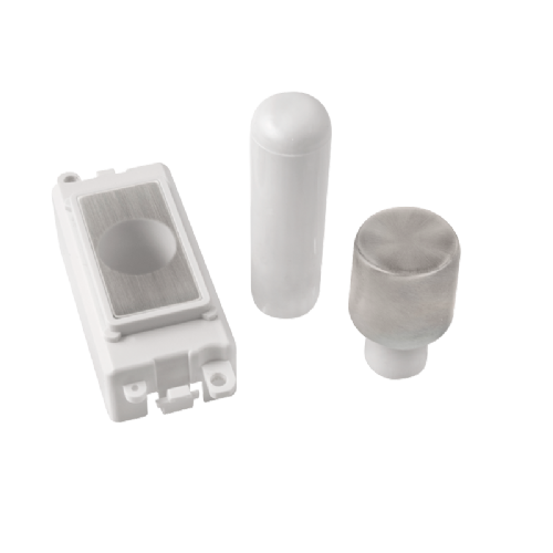 Scolmore GM050PWSS -  1 Module Dimmer Mounting Kit - White - Stainless Steel GridPro Scolmore - Sparks Warehouse