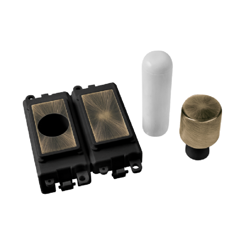 Scolmore GM150BKAB -  2 Module Dimmer Mounting Kit - Black - Antique Brass GridPro Scolmore - Sparks Warehouse