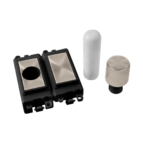 Scolmore GM150BKBS -  2 Module Dimmer Mounting Kit - Black - Brushed Stainless GridPro Scolmore - Sparks Warehouse