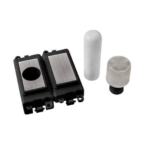 Scolmore GM150BKSS -  2 Module Dimmer Mounting Kit - Black - Stainless Steel GridPro Scolmore - Sparks Warehouse