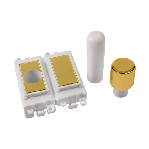 Scolmore GM150PWBR -  2 Module Dimmer Mounting Kit - White - Polished Brass GridPro Scolmore - Sparks Warehouse