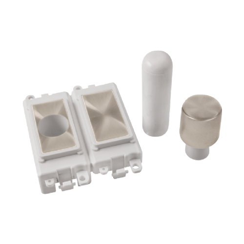 Scolmore GM150PWBS -  2 Module Dimmer Mounting Kit - White - Brushed Stainless GridPro Scolmore - Sparks Warehouse