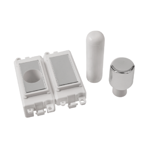 Scolmore GM150PWCH -  2 Module Dimmer Mounting Kit - White - Polished Chrome GridPro Scolmore - Sparks Warehouse