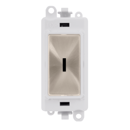 Scolmore GM2003PWBS -  20AX 2 Way Keyswitch Module - White - Brushed Stainless GridPro Scolmore - Sparks Warehouse