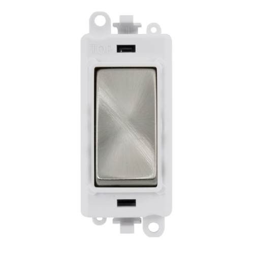 Scolmore GM2004PWSC -  20AX 2 Way Retractive Switch Module - White - Satin Chrome GridPro Scolmore - Sparks Warehouse