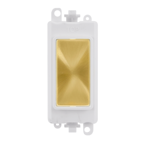 Scolmore GM2008PWSB -  Blank Module - White - Satin Brass GridPro Scolmore - Sparks Warehouse