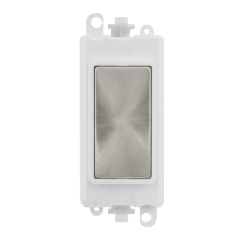 Scolmore GM2008PWSC -  Blank Module - White - Satin Chrome GridPro Scolmore - Sparks Warehouse