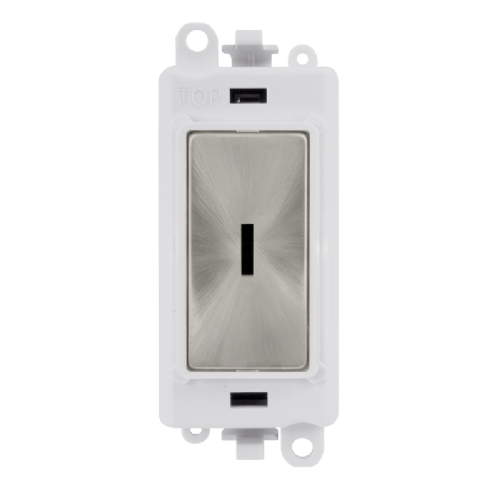 Scolmore GM2014PWSC -  20AX 2 Way Retractive Keyswitch Module - White - Satin Chrome GridPro Scolmore - Sparks Warehouse