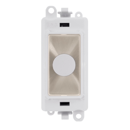Scolmore GM2017PWBS -  20A Flex Outlet Module - White - Brushed Stainless GridPro Scolmore - Sparks Warehouse