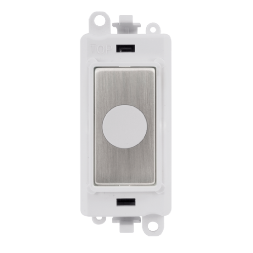 Scolmore GM2017PWSS - 20A Flex Outlet Module - White - Stainless Steel GridPro Scolmore - Sparks Warehouse