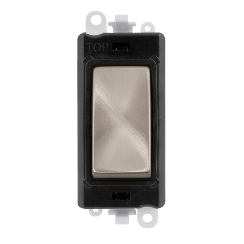 Scolmore GM2018BKBS -  20AX Double Pole Switch Module - Black - Brushed Stainless GridPro Scolmore - Sparks Warehouse