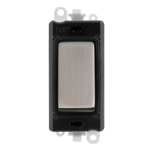 Scolmore GM2018BKSS -  20AX Double Pole Switch Module - Black - Stainless Steel GridPro Scolmore - Sparks Warehouse