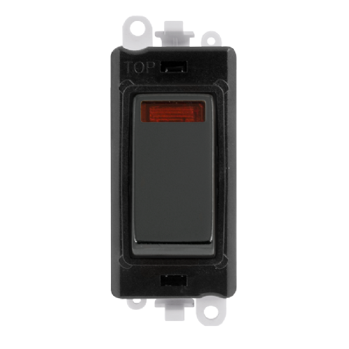 Scolmore GM2018NBKBN -  20AX Double Pole Switch With Neon Module - Black - Black Nickel GridPro Scolmore - Sparks Warehouse