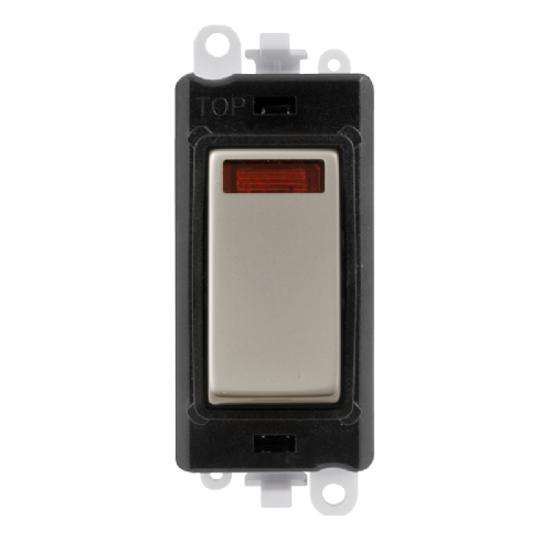 Scolmore GM2018NBKPN -  20AX Double Pole Switch With Neon Module - Black - Pearl Nickel GridPro Scolmore - Sparks Warehouse