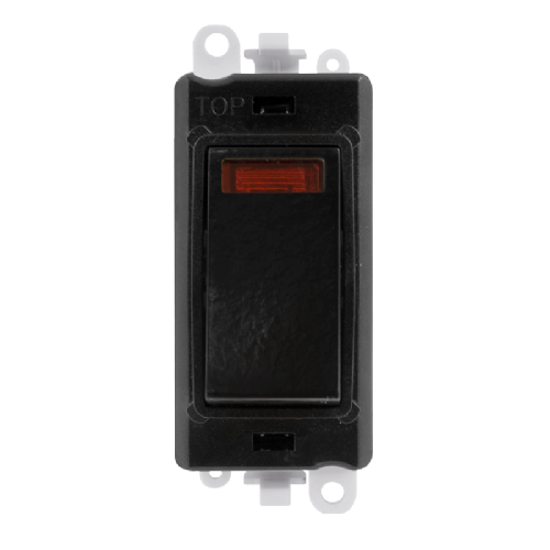 Scolmore GM2018NBK -  20AX Double Pole Switch With Neon Module - Black GridPro Scolmore - Sparks Warehouse