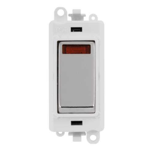 Scolmore GM2018NPWCH -  20AX Double Pole Switch With Neon Module - White - Polished Chrome GridPro Scolmore - Sparks Warehouse