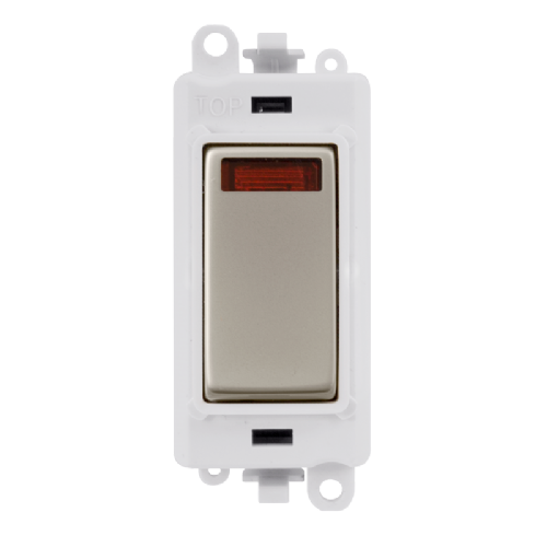 Scolmore GM2018NPWPN -  20AX Double Pole Switch With Neon Module - White - Pearl Nickel GridPro Scolmore - Sparks Warehouse