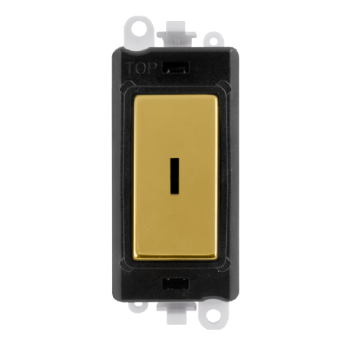 Scolmore GM2029BKBR -  20AX Intermediate Keyswitch Module - Black - Polished Brass GridPro Scolmore - Sparks Warehouse