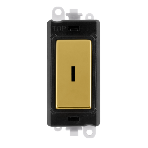 Scolmore GM2046BKBR -  20AX Double Pole Keyswitch Module - Black - Polished Brass GridPro Scolmore - Sparks Warehouse